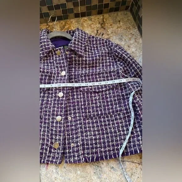 House of Harlow Purple Tweed Jacket with Gold Buttons - Picture 5 of 6